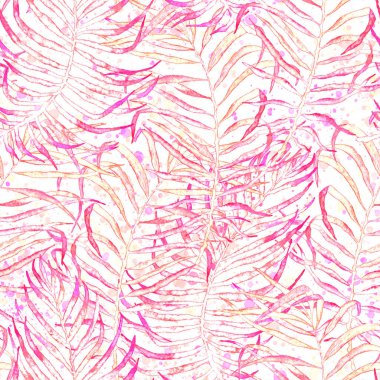 Tropikal seamless modeli. Sulu boya karışık palm