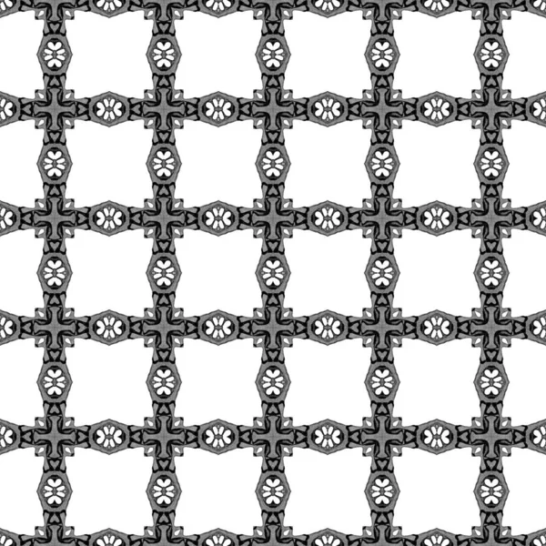 Zwart-wit geometrische naadloze patroon. Hand d — Stockfoto