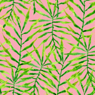 Tropical seamless pattern. Watercolor thorny palm  clipart