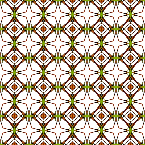Orange grönt geometriskt sömlöst mönster. Hand Draw — Stockfoto