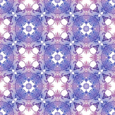 Kırmızı mavi madalyon Dikişsiz desen. El çizilmiş WA