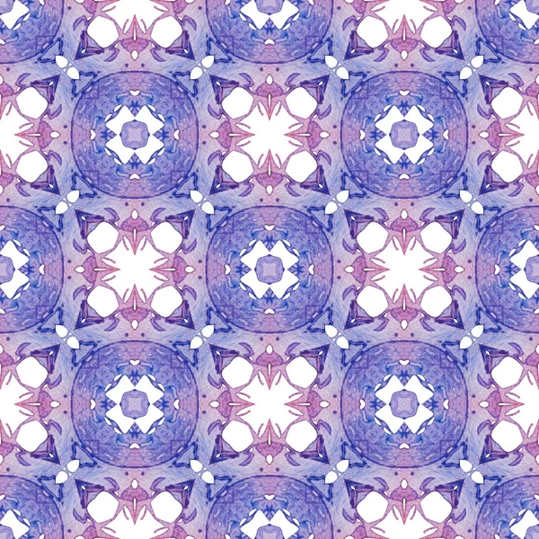 레드 블루 메달리온 원활한 패턴입니다. 손으로 그린 wa — 스톡 사진