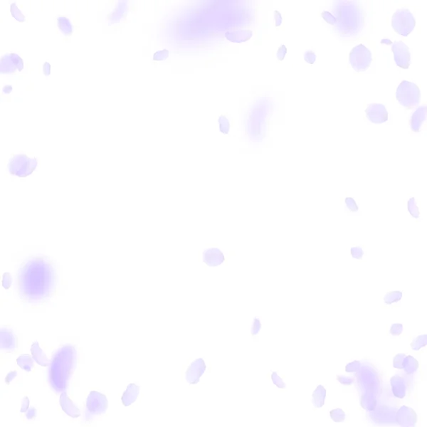 Pétalas de flores violetas a cair. Rom resplandecente — Vetor de Stock