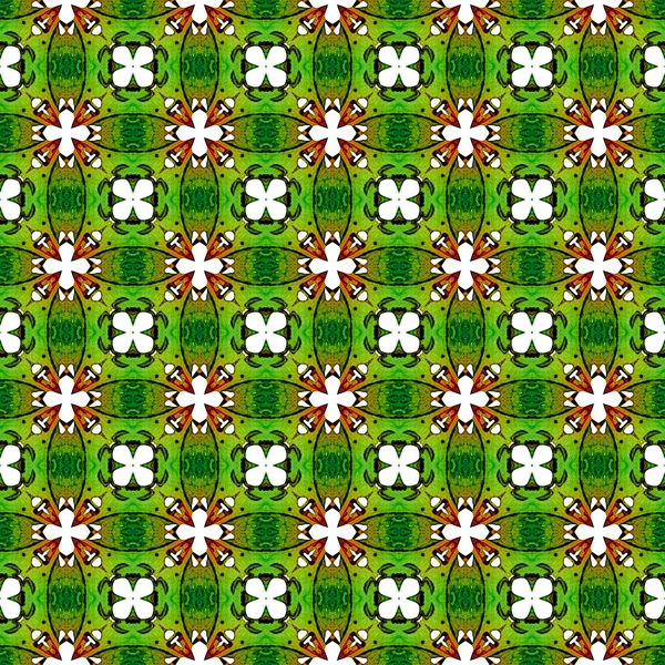 Orangefarbenes grünes geometrisches nahtloses Muster. Auslosung — Stockfoto