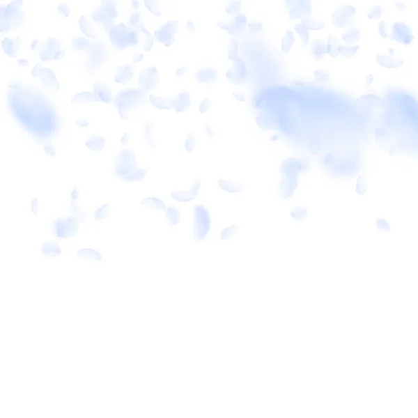 Pétalos de flor azul claro cayendo. Precioso ro — Vector de stock