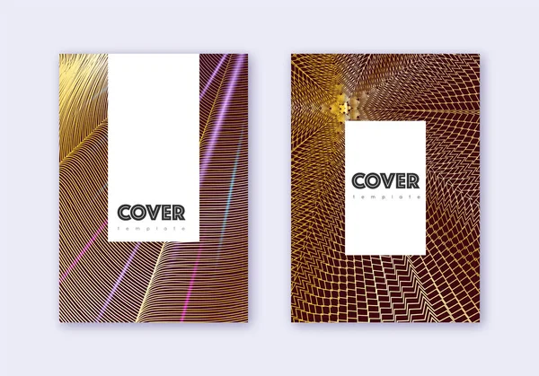 Conjunto de modelos de design de capa de Hipster. Ouro abstrato l — Vetor de Stock