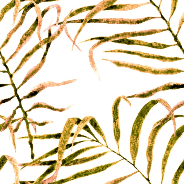 Tropische nahtlose Muster. Aquarell wiegende Palme — Stockfoto