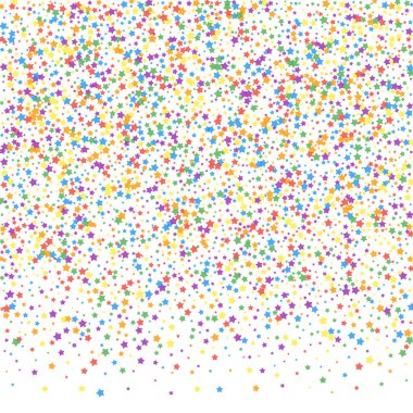 Şenlikli konfeti. Kutlama yıldızları. Gökkuşağı parlaklığı