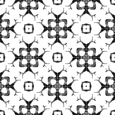 Siyah ve beyaz madalyon dikişsiz desen. El d