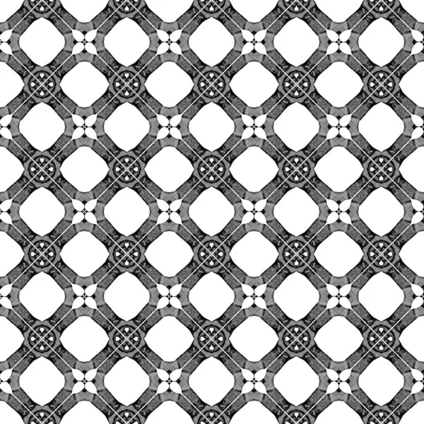 Black and white geometric seamless pattern. Hand d — Stock Photo, Image