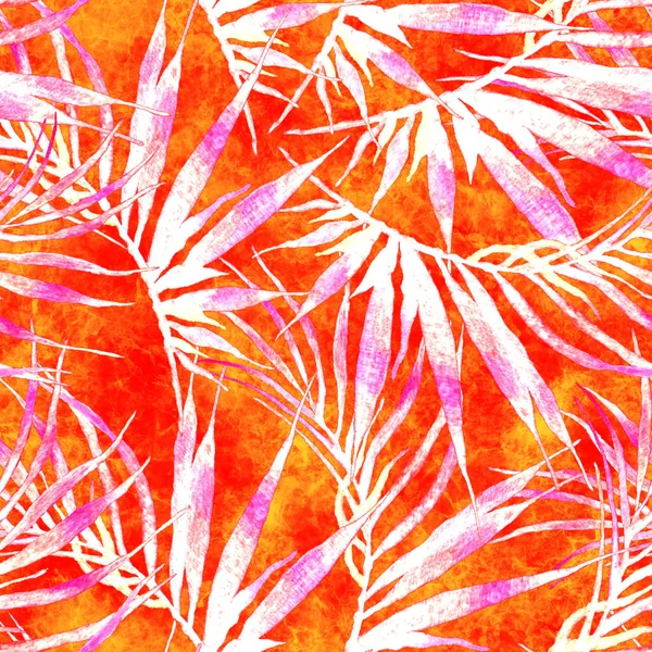 Tropical seamless pattern. Watercolor chaotic palm — Stock Photo, Image