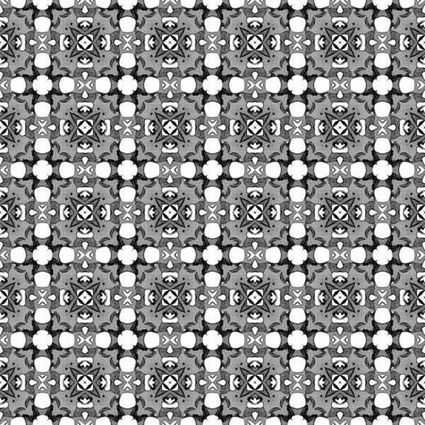 Black and white geometric seamless pattern. Hand d — Stock Photo, Image