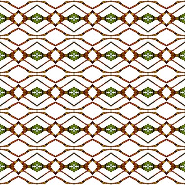 Turuncu yeşil geometrik Dikişsiz desen. El beraberlik