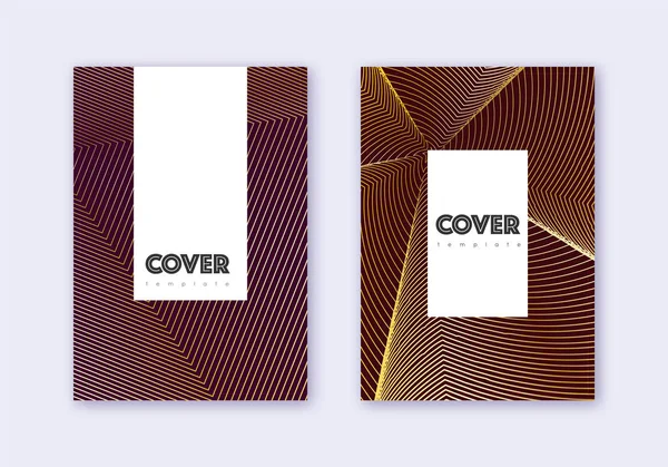 Hipster cover design template set. Gold abstract l — Stock Vector