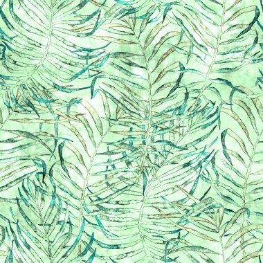 Tropikal seamless modeli. Sulu boya karışık palm