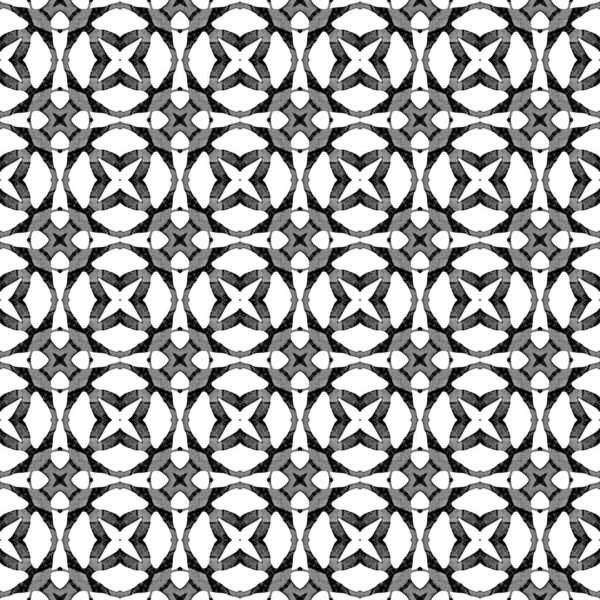 Black and white geometric seamless pattern. Hand d — Stock Photo, Image