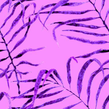 Tropikal seamless modeli. Palmiye sallanan suluboya