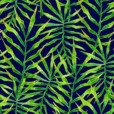 Tropikal seamless modeli. Suluboya dikenli palm 