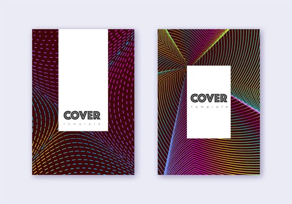 Set di modelli di design per cover Hipster. Abstrac arcobaleno — Vettoriale Stock