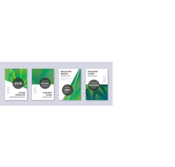 Modern brochure design template set. Green abstrac — Stock Vector