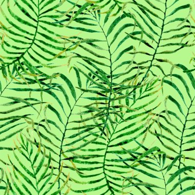 Tropikal seamless modeli. Sulu boya karışık palm