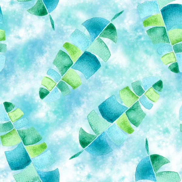 Tropiska sömlösa mönster. Akvarell tecknad palm — Stockfoto
