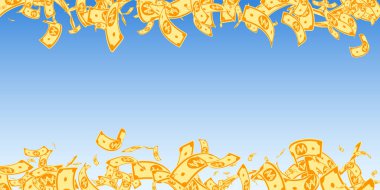 Korece notlar düşüyor. Karışık WON faturaları mavi 