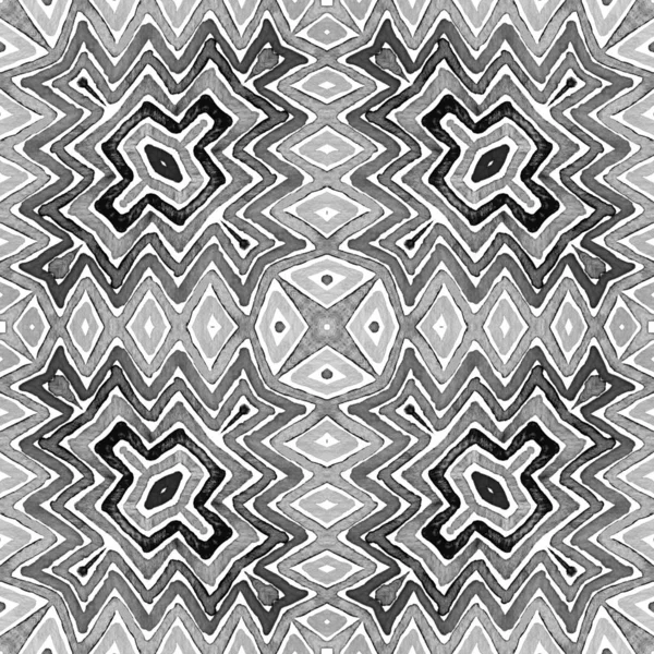 Fekete-fehér Geometrikus akvarell. Kreatív tenger — Stock Fotó