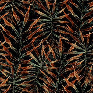 Tropikal seamless modeli. Suluboya dikenli palm 