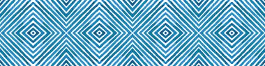 Mavi Kusursuz Sınır Parşömeni. Geometrik Suluboya 