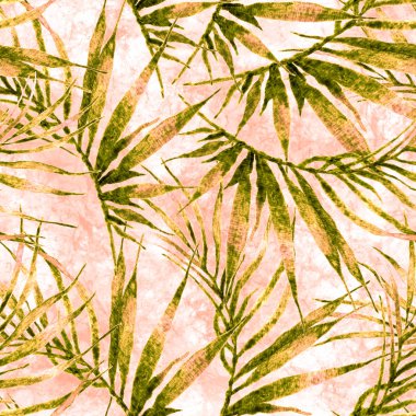 Tropical seamless pattern. Watercolor chaotic palm clipart