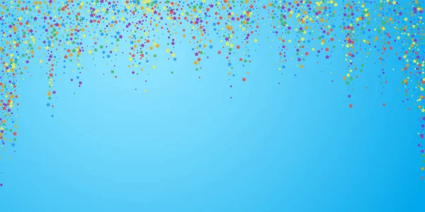 Des confettis festifs. Des stars de la fête. Brigh arc-en-ciel — Image vectorielle
