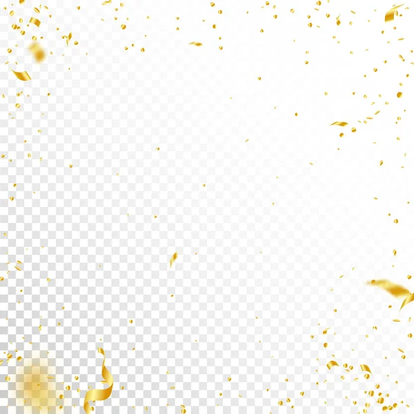 Streamers and confetti. Gold tinsel and foil ribbo — Stock Vector