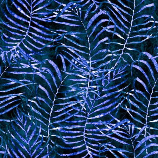 Patrón tropical sin costuras. Acuarela enmarañada palma — Foto de Stock