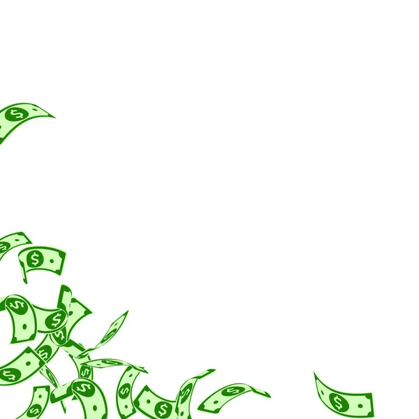Les billets en dollars américains tombent. Billets flottants en USD — Image vectorielle