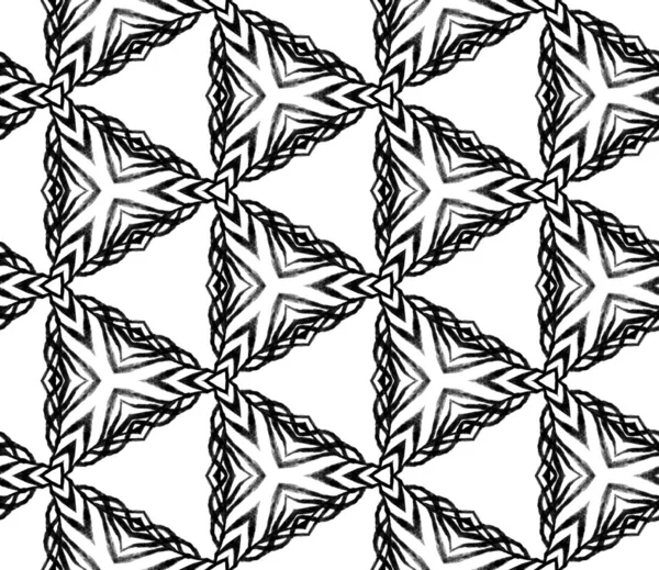 Black and white triangular seamless pattern. Hand