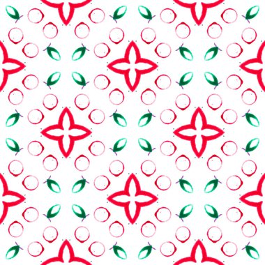 Kırmızı yeşil çevrelerde Dikişsiz desen. El çekilen Wat