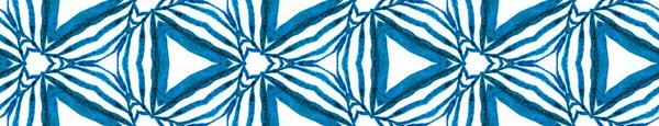 Blauwe tropische naadloze rand Scroll. Geometrische WA — Stockfoto