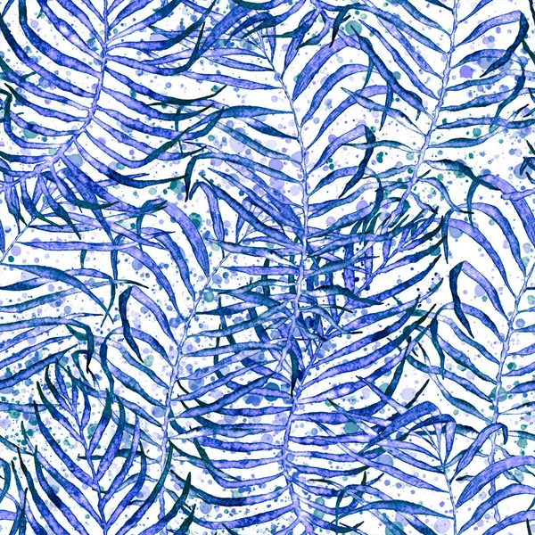 Tropische nahtlose Muster. Aquarell verworrene Handfläche — Stockfoto