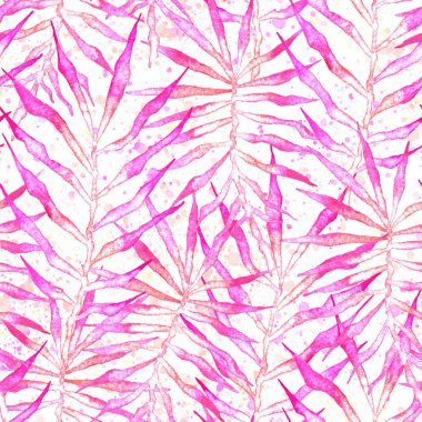 Tropikal seamless modeli. Suluboya dikenli palm 