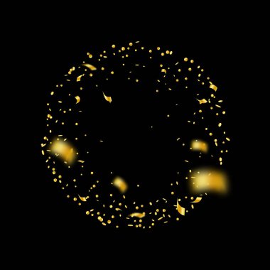 Flama ve konfeti. Altın gelin teli ve folyo ribbo