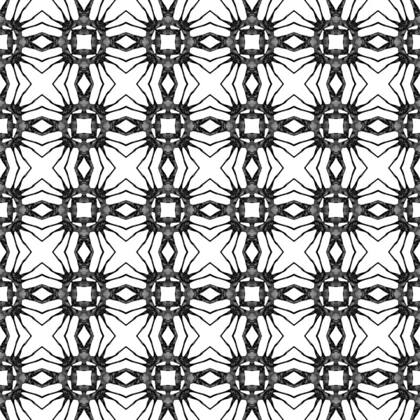 Black and white geometric seamless pattern. Hand d — Stock Photo, Image
