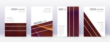 Geometrik broşür tasarım şablonu seti. Turuncu karın kası