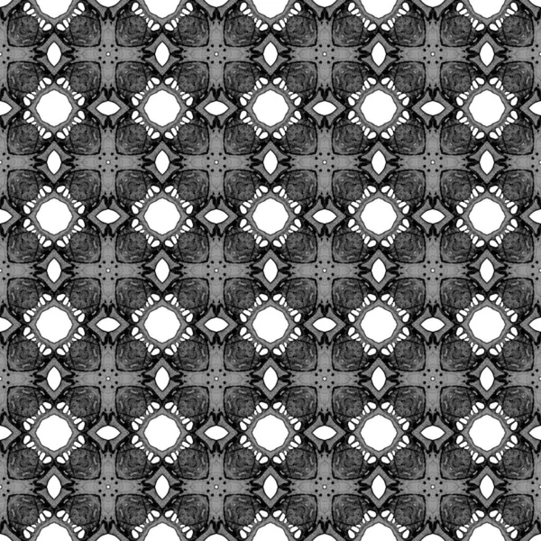 Black and white geometric seamless pattern. Hand d — Stock Photo, Image