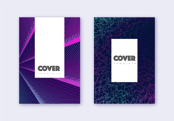 Conjunto de modelos de design de capa de Hipster. Abstrato de néon —  Vetores de Stock