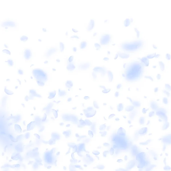 Pétalos de flor azul claro cayendo. Agradable ro — Vector de stock