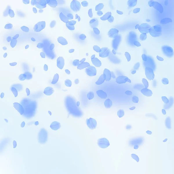 Pétales de fleurs bleu foncé tombant. Curieux roma — Image vectorielle