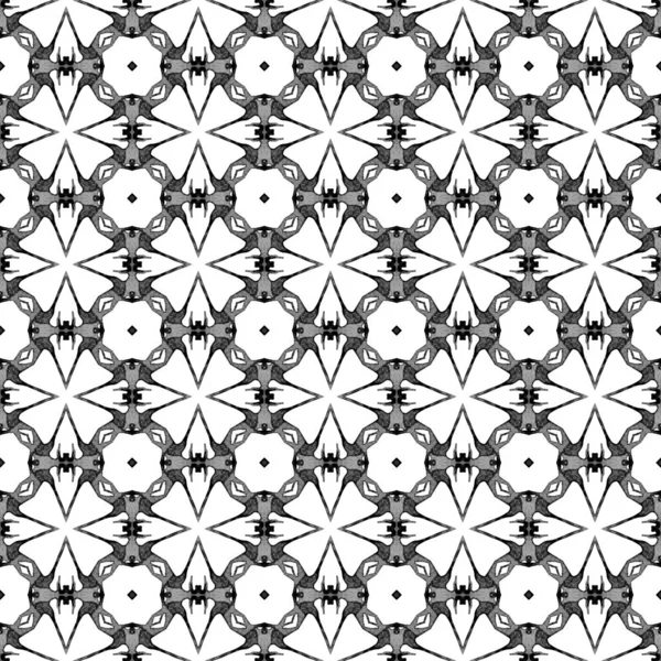 Patrón geométrico sin costura en blanco y negro. Mano d —  Fotos de Stock