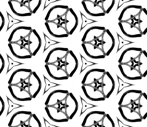 Black and white summer seamless pattern. Hand draw — Stock Photo, Image