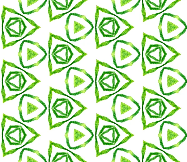 Yeşil geometrik yeşillik dikişsiz desen. El dra — Stok fotoğraf